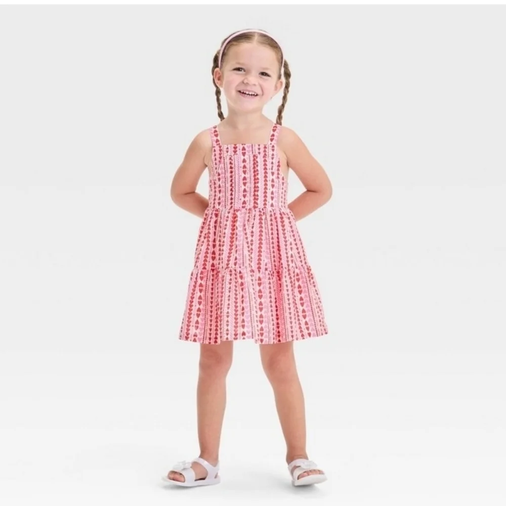Cat & Jack Infant & Toddler Girls Pink & Red Hearts Tank Dress